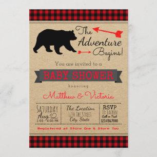 Lumberjack Buffalo Plaid Boys Beer Baby shower Kaart