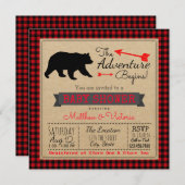 Lumberjack Buffalo Plaid Boys Beer Baby shower Kaart (Voorkant / Achterkant)
