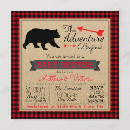 Lumberjack Buffalo Plaid Boys Beer Baby shower Kaart