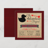 Lumberjack Buffalo Plaid Boys Duck Baby shower Kaart (Voorkant / Achterkant)
