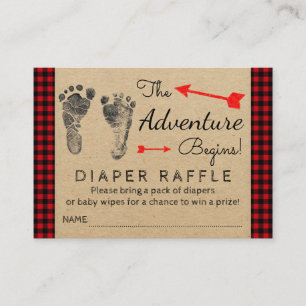 Lumberjack Buffalo Plaid Boys Luier Raffle Ticket Informatiekaartje