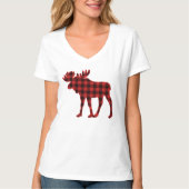 Lumberjack Buffalo Plaid Check Christmas Moose T-shirt (Voorkant)