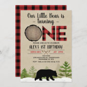 Lumberjack Buffalo Plaid Little Beer 1st Birthday Kaart (Voorkant / Achterkant)