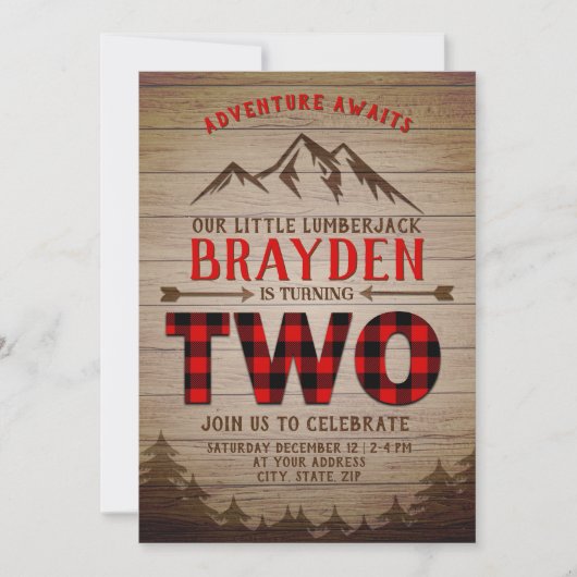 Lumberjack Buffalo Plaid Outdoor tweede verjaardag Kaart (Voorkant)