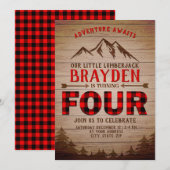 Lumberjack Buffalo Plaid Outdoor Vierde Verjaardag Kaart (Voorkant / Achterkant)