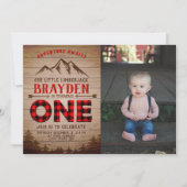 Lumberjack Buffalo Play Boys First Birthday Foto Kaart (Voorkant)