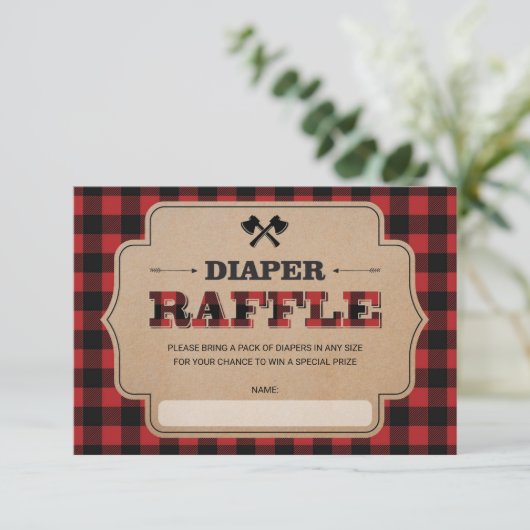 Lumberjack Buffalo Pset Boy Diaper Raffle Ticket Informatiekaartje (Staand voorkant)