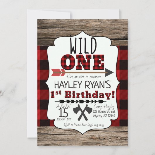 Lumberjack Buffalo Pset Wild Eén eerste verjaardag Kaart (Voorkant)