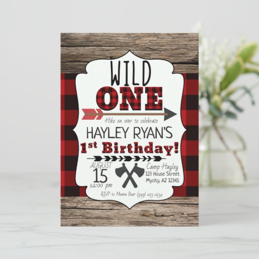 Lumberjack Buffalo Pset Wild Eén eerste verjaardag Kaart (Staand voorkant)