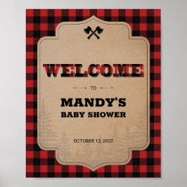 Lumberjack Buffalo Speld Baby shower Welkomstteken Poster