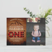 Lumberjack Buffalo speldenfoto eerste verjaardag Kaart (Staand voorkant)