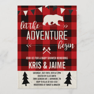 Lumberjack Buffalo Spelling Baby shower Kaart