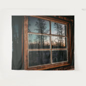 Lumberjack Cabin Window/Grainy Sunset Wandkleed (Voorkant (horizontaal))