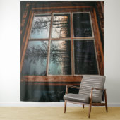 Lumberjack Cabin Window/Grainy Sunset Wandkleed (In situ)