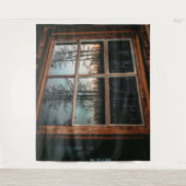 Lumberjack Cabin Window/Grainy Sunset Wandkleed (Voorkant)