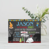 Lumberjack Camping first verjaarfeestparty-uitnodi Kaart (Staand voorkant)