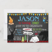 Lumberjack Camping first verjaarfeestparty-uitnodi Kaart (Voorkant)