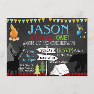 Lumberjack Camping first verjaarfeestparty-uitnodi Kaart