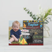 Lumberjack Camping first verjaarfeestparty-uitnodi Kaart (Staand voorkant)