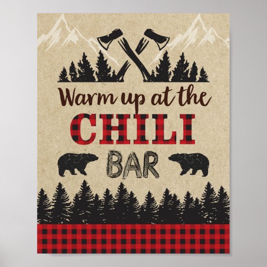 Lumberjack Chili Bar Sign, Birthday Party, Warm Up Poster (Voorkant)