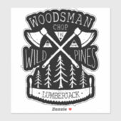 Lumberjack Crossed Axes Zw Pine Trees personaliser Sticker (Vel)