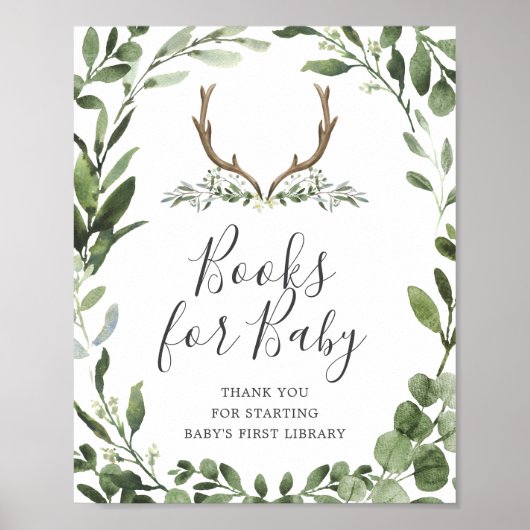 Lumberjack Deer Baby shower Books for Baby Sign Poster (Voorkant)