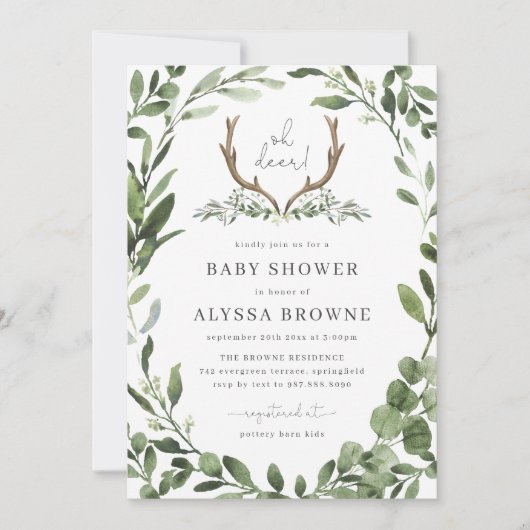 Lumberjack Deer Baby shower Invitation Kaart (Voorkant)