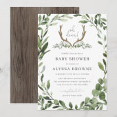 Lumberjack Deer Baby shower Invitation Kaart (Voorkant / Achterkant)