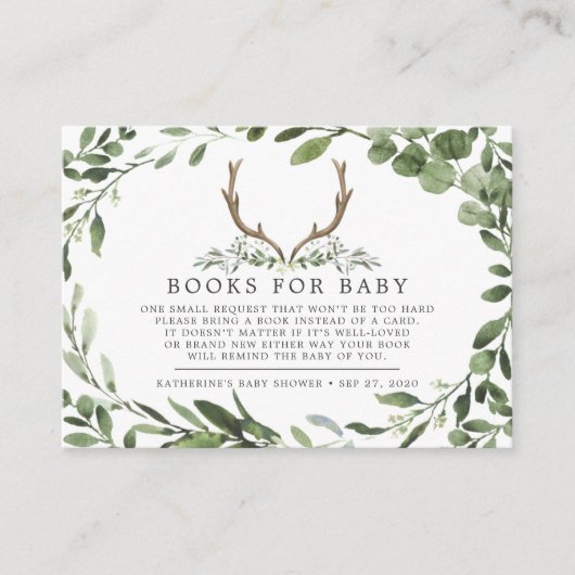 Lumberjack Deer Books for Baby Baby shower Card Informatiekaartje (Voorkant)