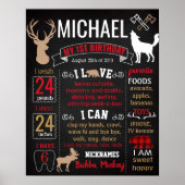 Lumberjack Deer Moose Birthday Party-chalkboard Poster (Voorkant)