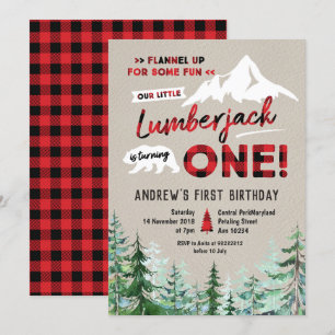 Lumberjack draait een verjaardagsuitnodiging om kaart