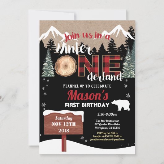 Lumberjack eerste verjaardag beer Onederland Kaart (Voorkant)