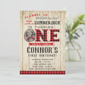 Lumberjack eerste verjaardag uitnodiging (Staand voorkant)
