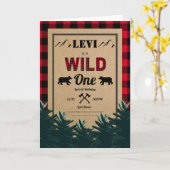 Lumberjack eerste verjaardag, Wild One uitnodiging (Gele Bloem)