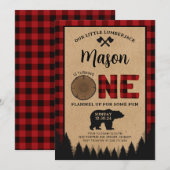 Lumberjack eerste verjaardagsfeest Beer uitnodigin Kaart (Voorkant / Achterkant)