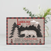 Lumberjack en Jill Couples Coed Baby shower Kaart (Staand voorkant)