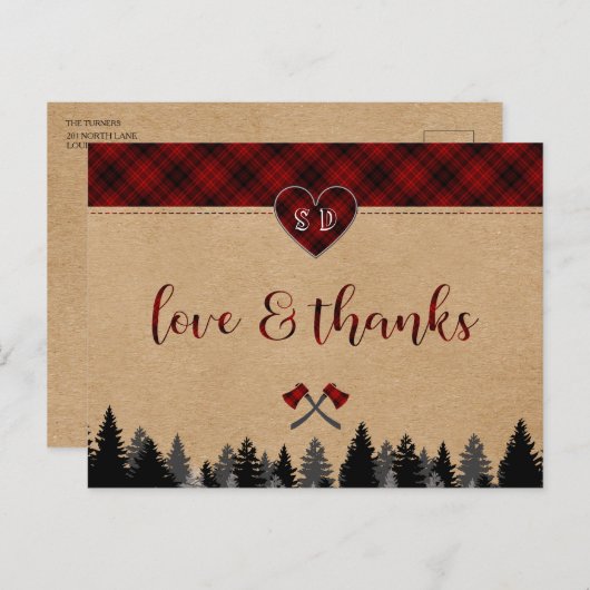 LumberJack en Jill Wedding Jubileum Dank u wel Briefkaart (Voorkant / Achterkant)