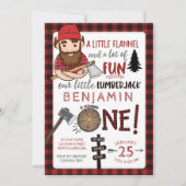 Lumberjack First Birthday Invitation, 1st Invite Kaart (Voorkant)