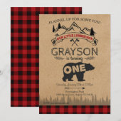 Lumberjack First Birthday Invitation - Beer Kaart (Voorkant / Achterkant)