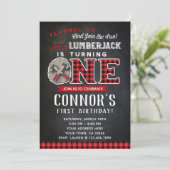 Lumberjack First Birthday Invitation Chalkboard Kaart (Staand voorkant)