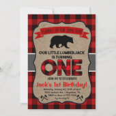 Lumberjack First Birthday Invitation Kaart (Voorkant)