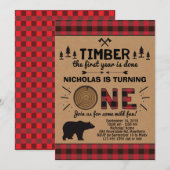 Lumberjack First Birthday Invitation Kaart (Voorkant / Achterkant)