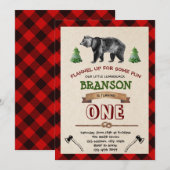 Lumberjack First Birthday Invitation Kaart (Voorkant / Achterkant)