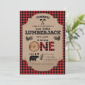 Lumberjack First Birthday Invitation Kaart (Staand voorkant)