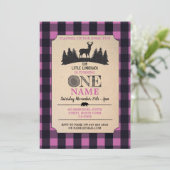 Lumberjack First Birthday ONE Pink Flannel Invite Kaart (Staand voorkant)