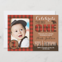 Lumberjack First Birthday Party Invitation Kaart