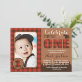 Lumberjack First Birthday Party Invitation Kaart (Staand voorkant)