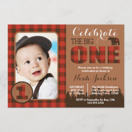 Lumberjack First Birthday Party Invitation Kaart