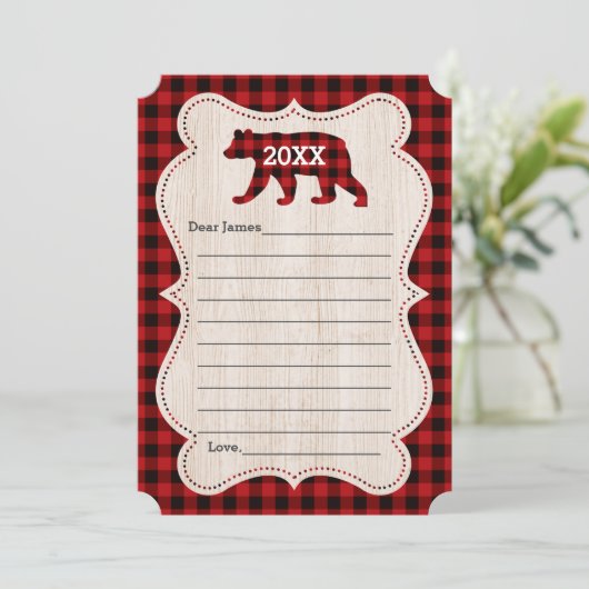Lumberjack First Birthday Time Capsule Guestbook Kaart (Staand voorkant)