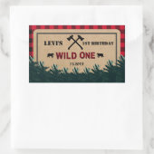 Lumberjack First Birthday, Wild One Rechthoekige Sticker (Tas)